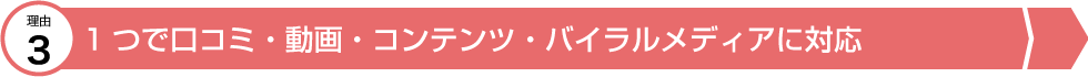 1つで動画、コンテンツ、バイラル、口コミサイトに対応